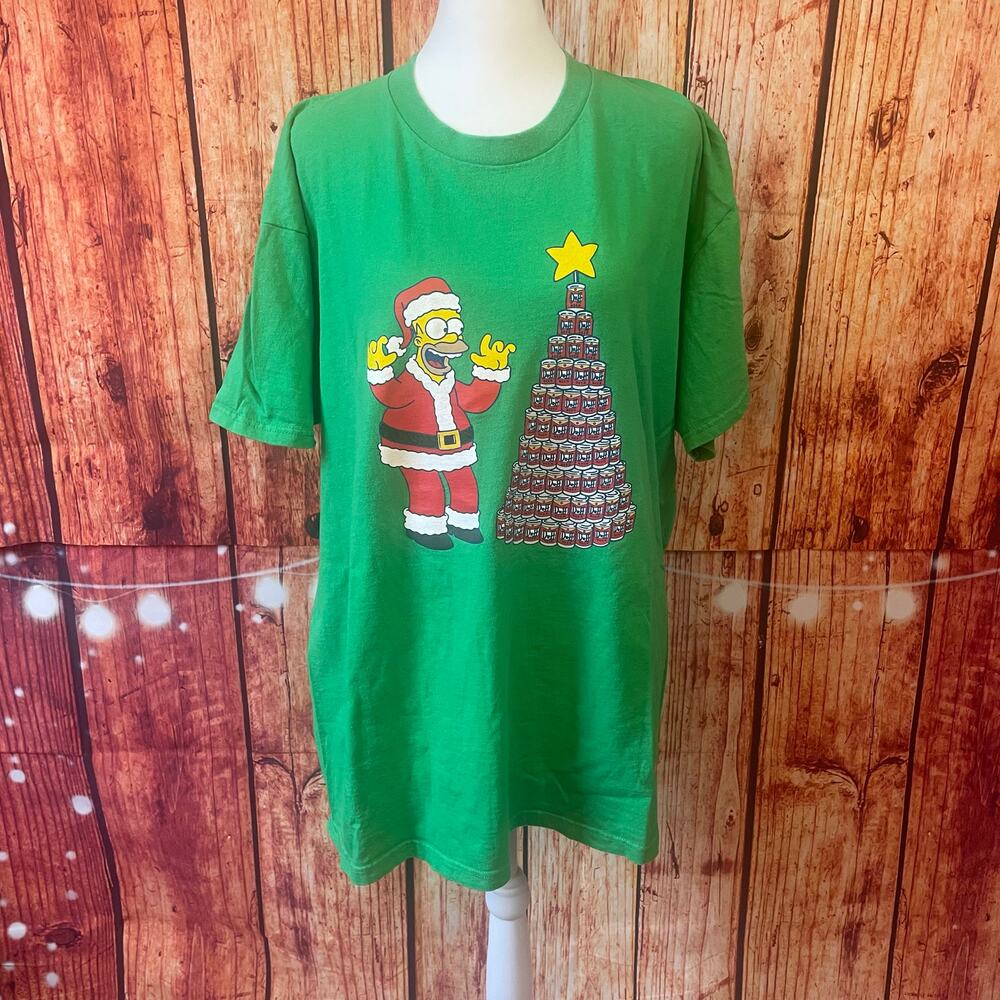 Vintage Simpson's Homer Christmas Duff Beer tree tee shirt size Extra Large Y2K